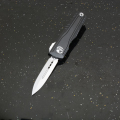 MT Combat Troodon Gen II AUTO OTF Knife 2.95" D2 Double Edge Dagger Blade, Black Aluminum Handles