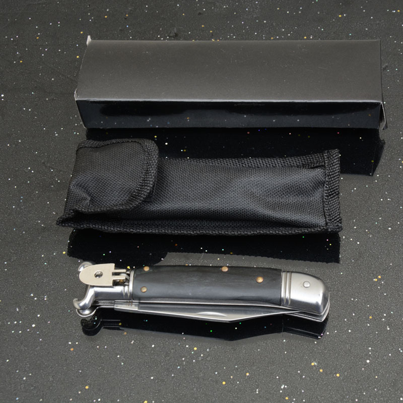 Italy AKC Godfather Stiletto Mafia OTF AUTO Knife 3.62" 440c Steel Blade, Wood Handles