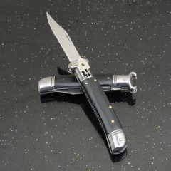 Italy AKC Godfather Stiletto Mafia OTF AUTO Knife 3.62" 440c Steel Blade, Wood Handles