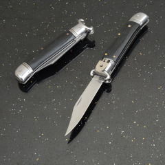 Italy AKC Godfather Stiletto Mafia OTF AUTO Knife 3.62" 440c Steel Blade, Wood Handles