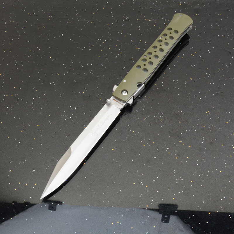 Cold Steel 26SXP Ti-Lite Flipper Knife 5.59" 440c Plain Satin Blade, Green Zy-Ex Handles