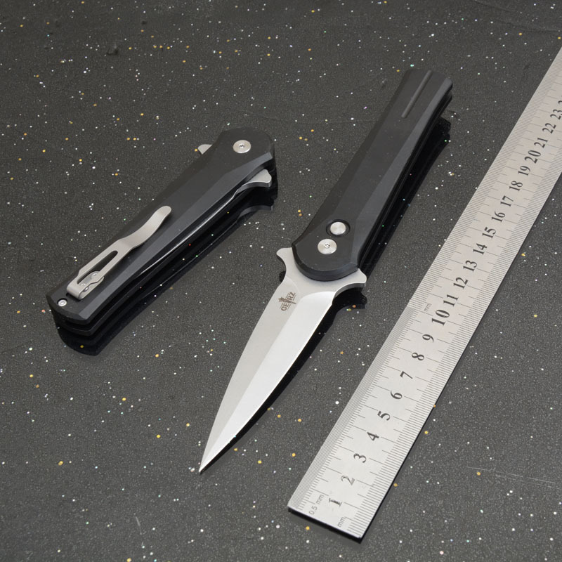 OTF Folding Knife Assisted 3.35" D2 Plain Blade, Aluminum Alloy Handles