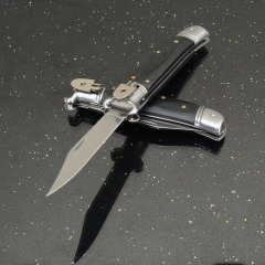 Italy AKC Godfather Stiletto Mafia OTF AUTO Knife 3.62" 440c Steel Blade, Wood Handles
