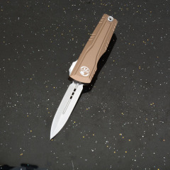 MT Combat Troodon Gen II AUTO OTF Knife 2.95" D2 Double Edge Dagger Blade, Black Aluminum Handles