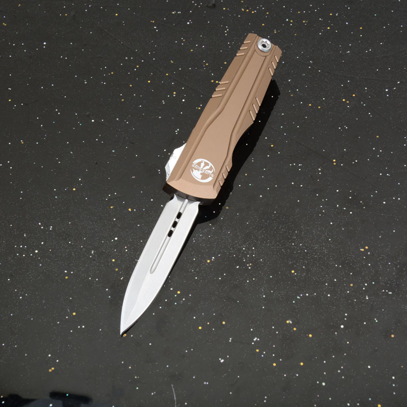 MT Combat Troodon Gen II AUTO OTF Knife 2.95" D2 Double Edge Dagger Blade, Black Aluminum Handles