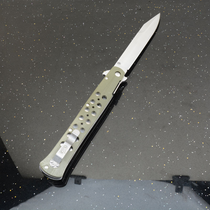 Cold Steel 26SXP Ti-Lite Flipper Knife 5.59" 440c Plain Satin Blade, Green Zy-Ex Handles