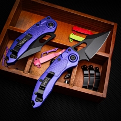 MT Stitch-I AUTO Folding Knife 3.03" M390 Black Blade, T6-6061 Handles