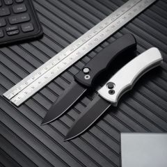 Pro-Tech 201 Godfather AUTO Folding Knife 2.64" D2 Plain Blade, Aviation Aluminum Handles