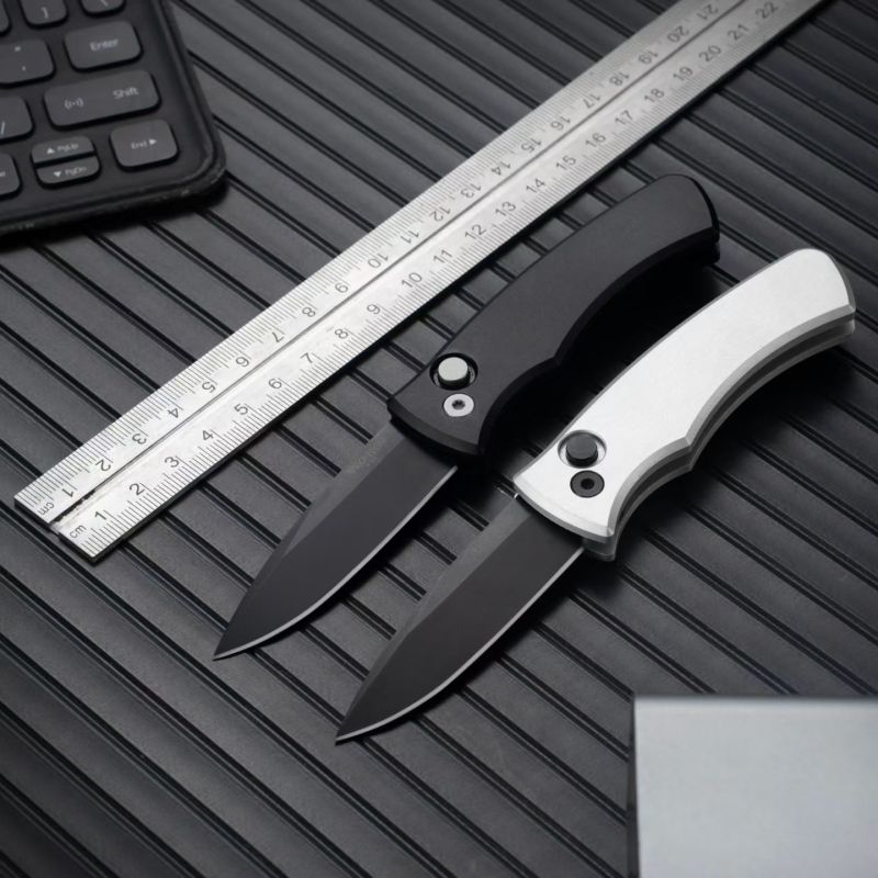 Pro-Tech 201 Godfather AUTO Folding Knife 2.64" D2 Plain Blade, Aviation Aluminum Handles