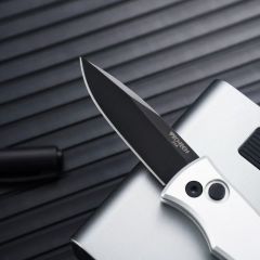 Pro-Tech 201 Godfather AUTO Folding Knife 2.64" D2 Plain Blade, Aviation Aluminum Handles