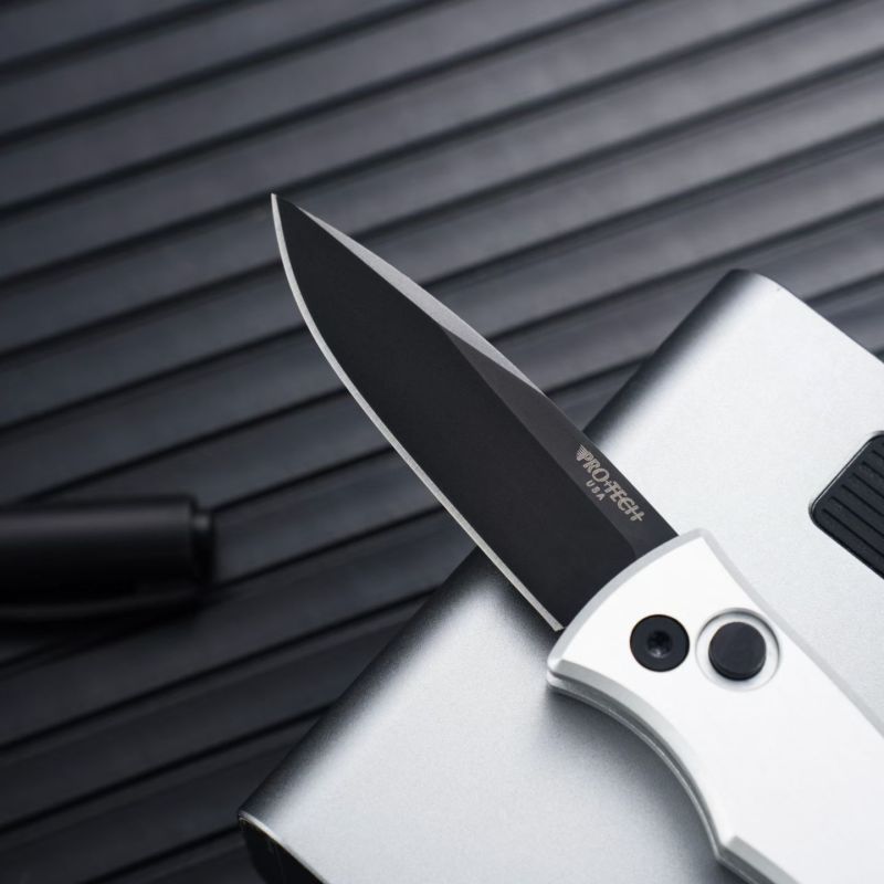 Pro-Tech 201 Godfather AUTO Folding Knife 2.64" D2 Plain Blade, Aviation Aluminum Handles