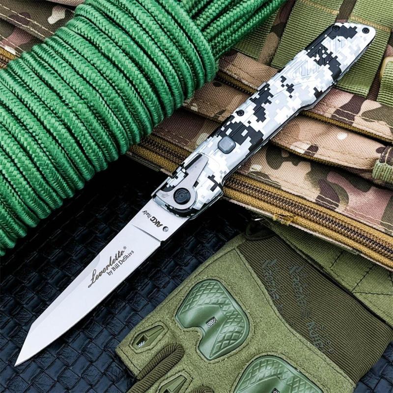 Large Italy AKC Godfather Stiletto Colt OTF AUTO Knife 4.37" 440C Steel Blade, Nylon Fiber Handles