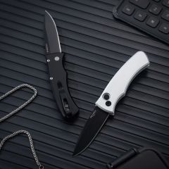 Pro-Tech 201 Godfather AUTO Folding Knife 2.64" D2 Plain Blade, Aviation Aluminum Handles