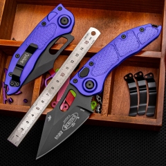 MT Stitch-I AUTO Folding Knife 3.03" M390 Black Blade, T6-6061 Handles