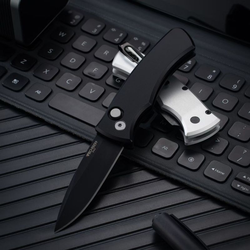 Pro-Tech 201 Godfather AUTO Folding Knife 2.64" D2 Plain Blade, Aviation Aluminum Handles