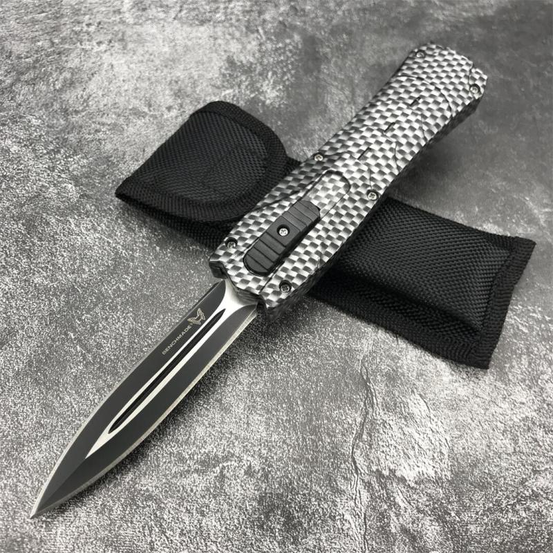 BM 3300 Infidel Dagger AUTO OTF Knife 3.62'' 440C Double Edge Blade, ABS Handles