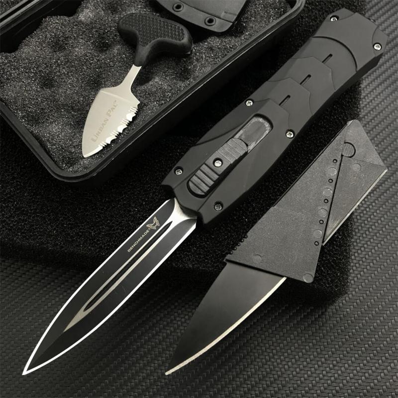 3PC/Set 3300 Infidel Dagger AUTO OTF Knife 3.62'' 440C Double Edge Blade, ABS Handles