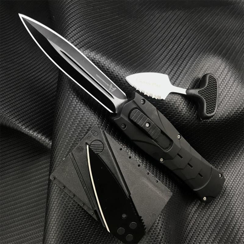 3PC/Set 3300 Infidel Dagger AUTO OTF Knife 3.62'' 440C Double Edge Blade, ABS Handles