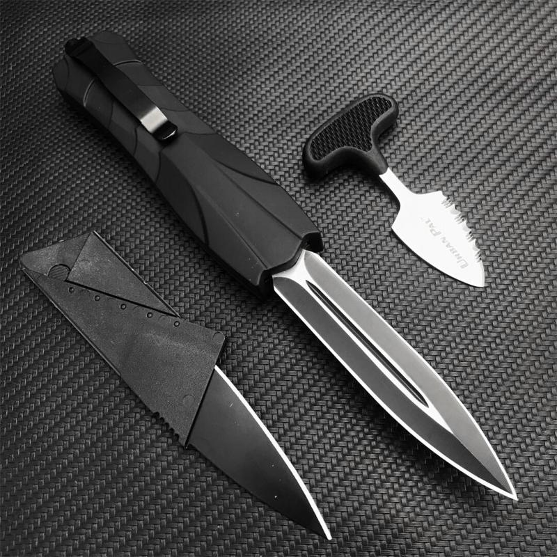 3PC/Set 3300 Infidel Dagger AUTO OTF Knife 3.62'' 440C Double Edge Blade, ABS Handles