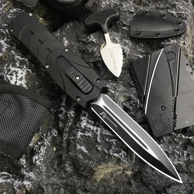 3PC/Set 3300 Infidel Dagger AUTO OTF Knife 3.62'' 440C Double Edge Blade, ABS Handles