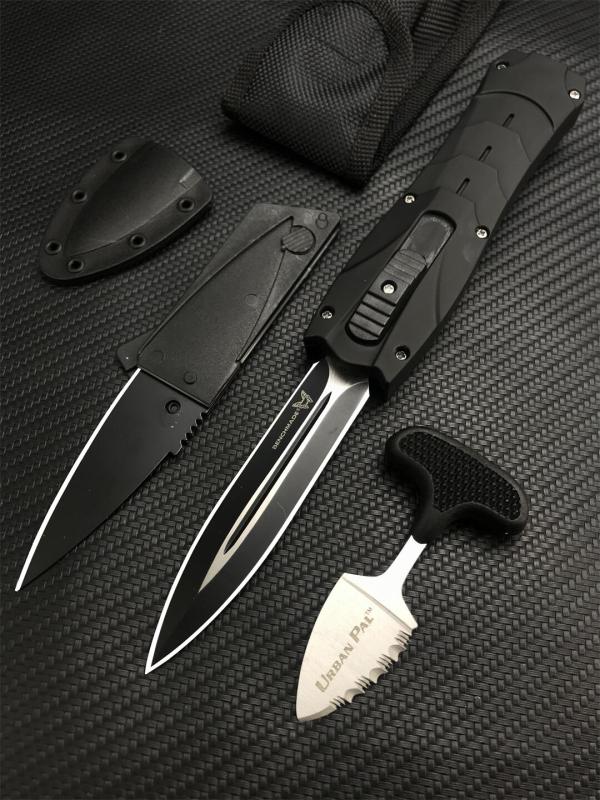 3PC/Set 3300 Infidel Dagger AUTO OTF Knife 3.62'' 440C Double Edge Blade, ABS Handles