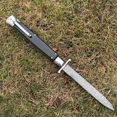 Italy Classical Guardian Plus 11'' AKC OTF AUTO Knife 4.92" Damascus Steel Blade, Wood Handles