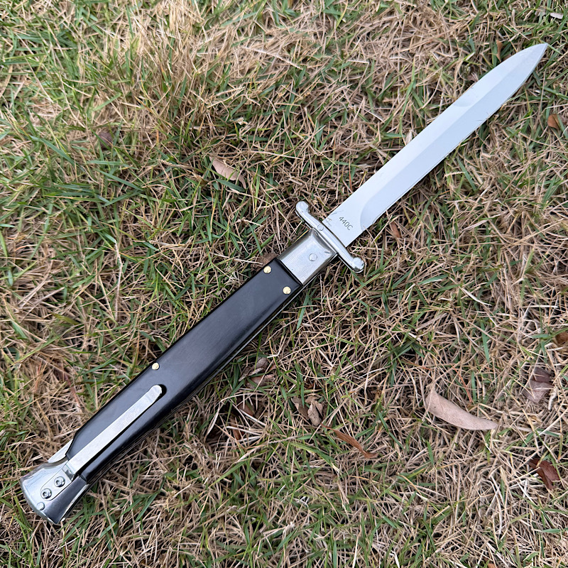 Italy Classical Guardian Plus 11'' AKC OTF AUTO Knife 4.92" Damascus Steel Blade, Wood Handles