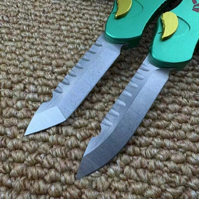 Heretic Knives V3 Bounty hunter OTF AUTO 3.46" M390 Stonewashed Blade, Aviation Aluminum Handles