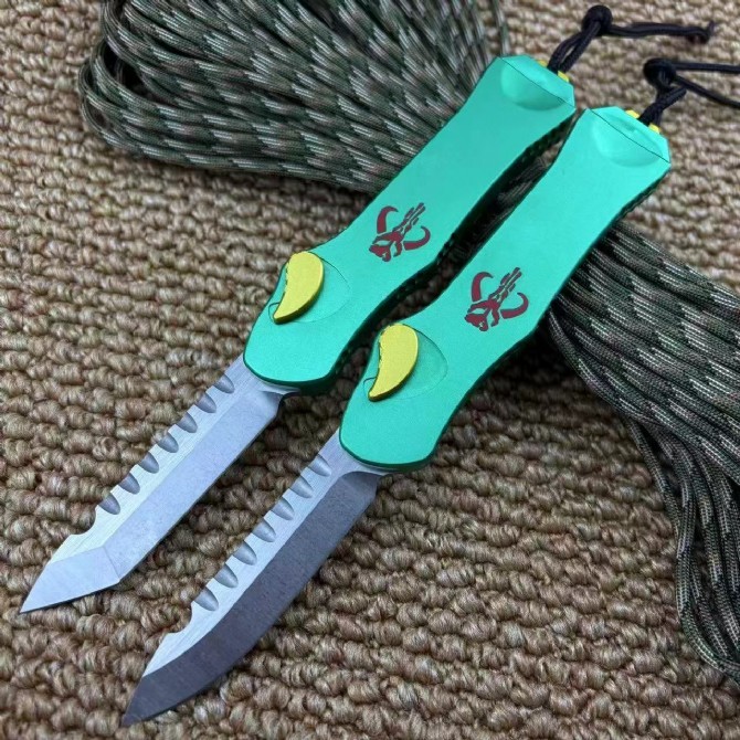 Heretic Knives V3 Bounty hunter OTF AUTO 3.46" M390 Stonewashed Blade, Aviation Aluminum Handles