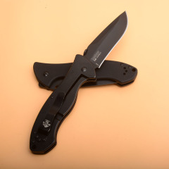 Kershaw Emerson 6045BLK Folding Knife 3.54" Working Finish 8Cr13mov Drop Point Blade, Black G10 Handles