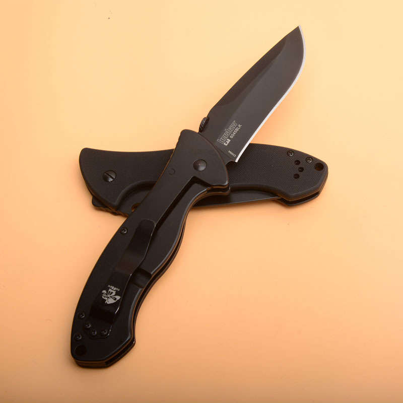 Kershaw Emerson 6045BLK Folding Knife 3.54" Working Finish 8Cr13mov Drop Point Blade, Black G10 Handles
