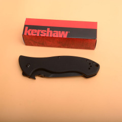 Kershaw Emerson 6045BLK Folding Knife 3.54" Working Finish 8Cr13mov Drop Point Blade, Black G10 Handles
