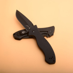 Kershaw Emerson 6045BLK Folding Knife 3.54" Working Finish 8Cr13mov Drop Point Blade, Black G10 Handles