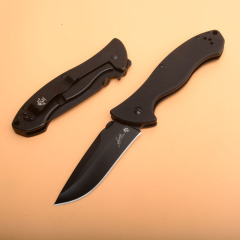 Kershaw Emerson 6045BLK Folding Knife 3.54" Working Finish 8Cr13mov Drop Point Blade, Black G10 Handles