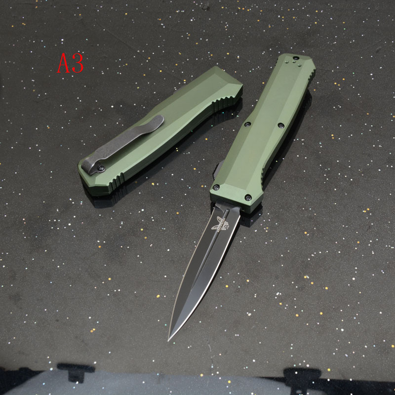 BM 4700FE AUTO OTF Knife 3.35" S30V Double Edge Blade, Aviation Aluminum Handles