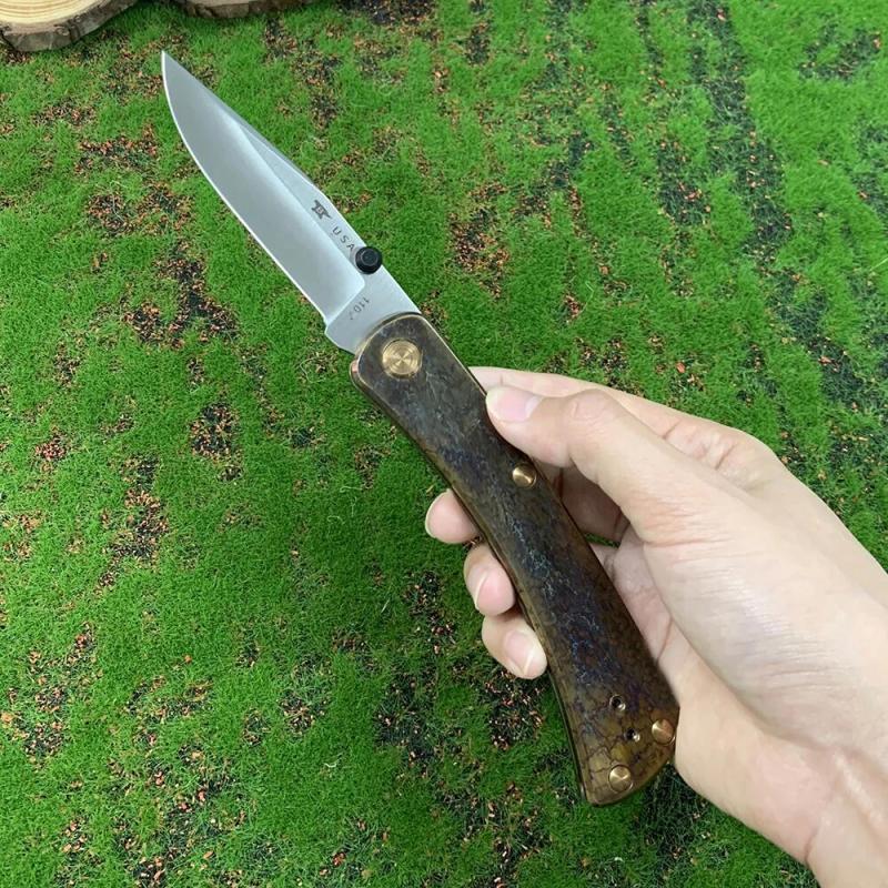 BK 110 Folding Knife 3.62" S45VN Blade, TC4 Handles, Lockback