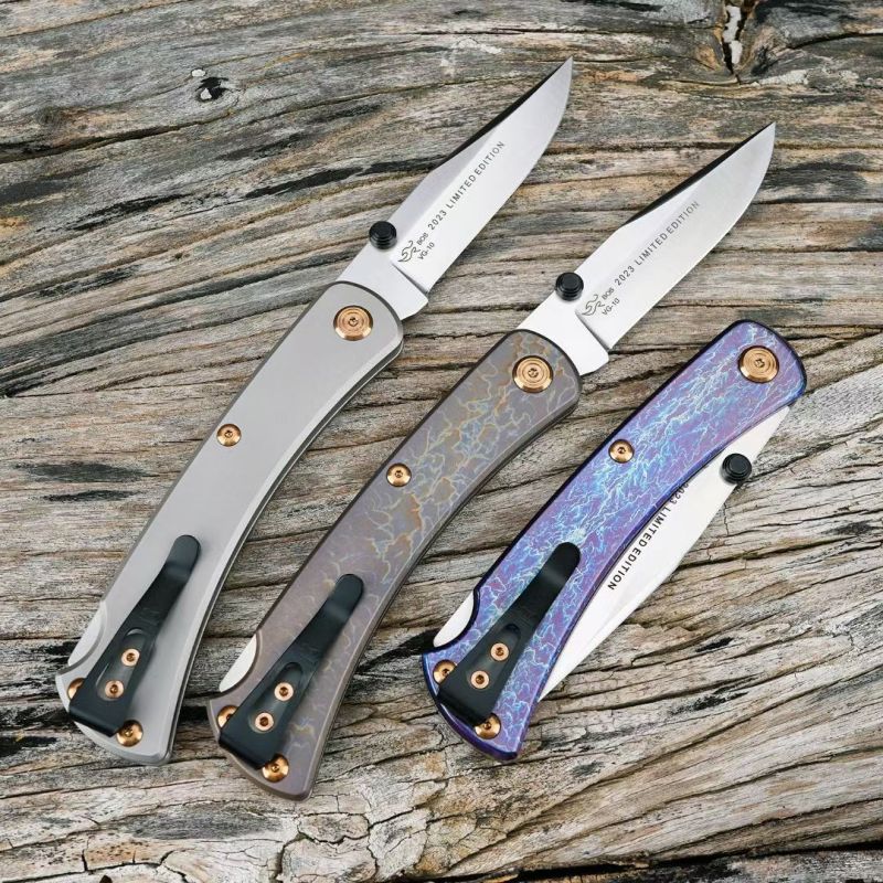 BK 110 Folding Knife 3.62" S45VN Blade, TC4 Handles, Lockback