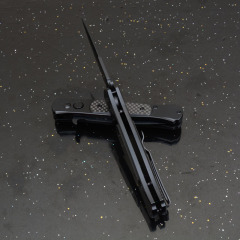 Black Carbon OTF Folding Knife Assisted 3.54" 8Cr13 Plain Blade, Aluminum Alloy Handles