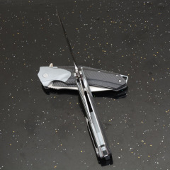 KV-Venom Folding Knife 4.02" D2 Satin Drop Point Blade, Carbon Fiber + Aluminum Handles