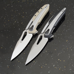 ZT0990 Flipper Knife 3.26" 8Cr13mov Stonewashed Drop Point Blade, G10 Handles with Steel Overlay