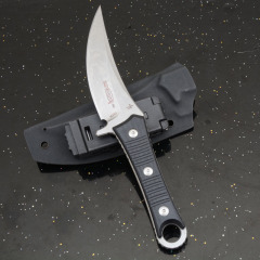 MT SBK Borka Fixed Blade Knife 4.33" M390 Dagger Blade, Milled Black G10 Handles