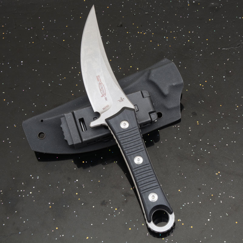 MT SBK Borka Fixed Blade Knife 4.33" M390 Dagger Blade, Milled Black G10 Handles