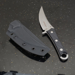 MT SBK Borka Fixed Blade Knife 4.33" M390 Dagger Blade, Milled Black G10 Handles