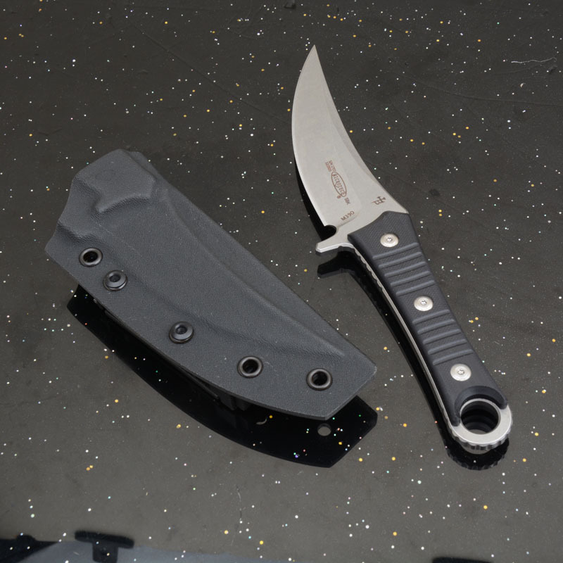 MT SBK Borka Fixed Blade Knife 4.33" M390 Dagger Blade, Milled Black G10 Handles