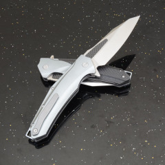 KV-Venom Folding Knife 4.02" D2 Satin Drop Point Blade, Carbon Fiber + Aluminum Handles