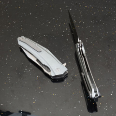 KV-Venom Folding Knife 4.02" D2 Satin Drop Point Blade, Carbon Fiber + Aluminum Handles