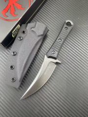 MT SBK Borka Fixed Blade Knife 4.33" M390 Dagger Blade, Milled Black G10 Handles