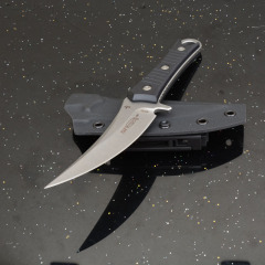 MT SBK Borka Fixed Blade Knife 4.33" M390 Dagger Blade, Milled Black G10 Handles