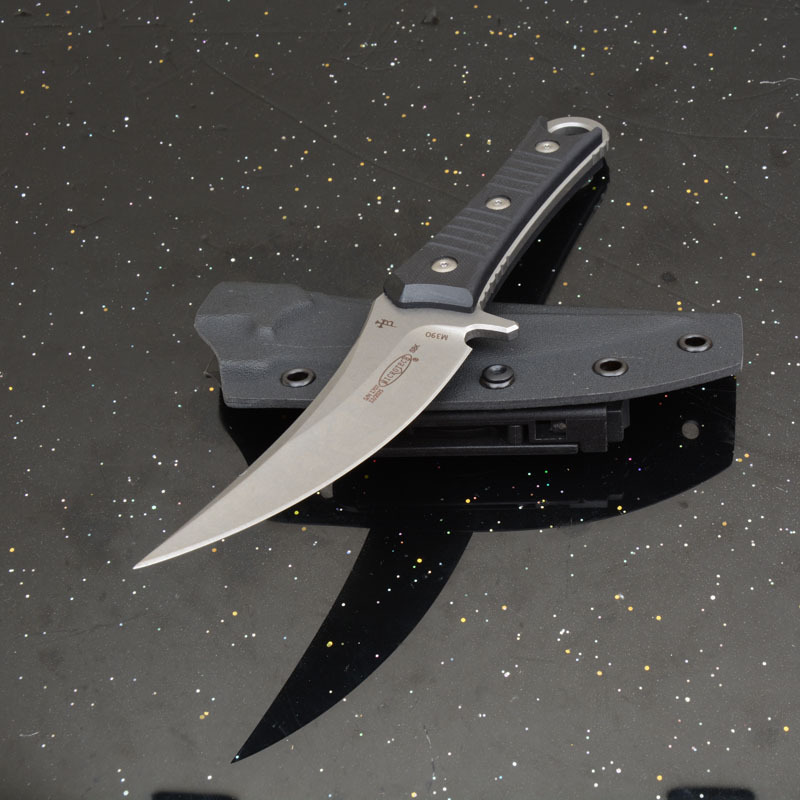 MT SBK Borka Fixed Blade Knife 4.33" M390 Dagger Blade, Milled Black G10 Handles