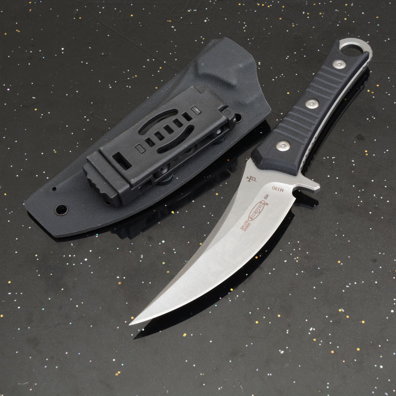 MT SBK Borka Fixed Blade Knife 4.33" M390 Dagger Blade, Milled Black G10 Handles